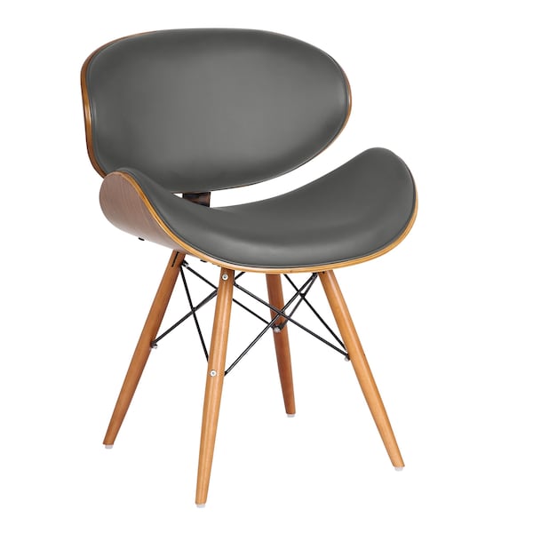 Armen Living Cassie Mid-Century Dining Chair in Walnut Wood and Gray Faux Leather LCCASIWAGRAY - main